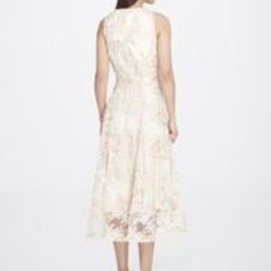 tahari embroidered floral ribbon dress